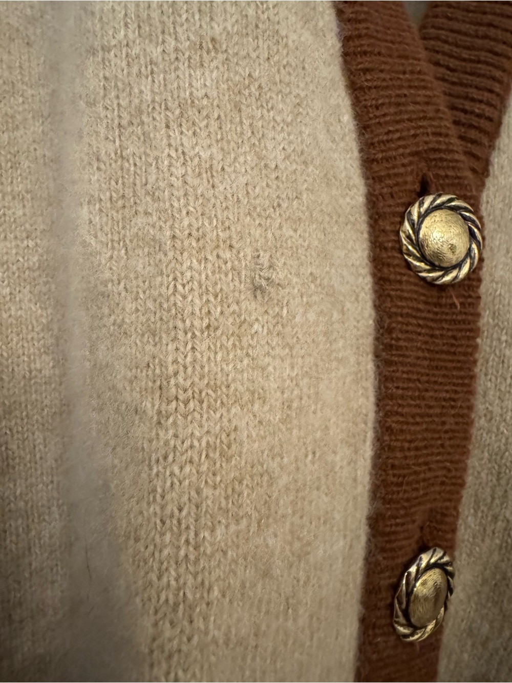 Vintage Made in Scotland Strathspey 100% Wool Blend Brown Cardigan - Picture 6 of 16